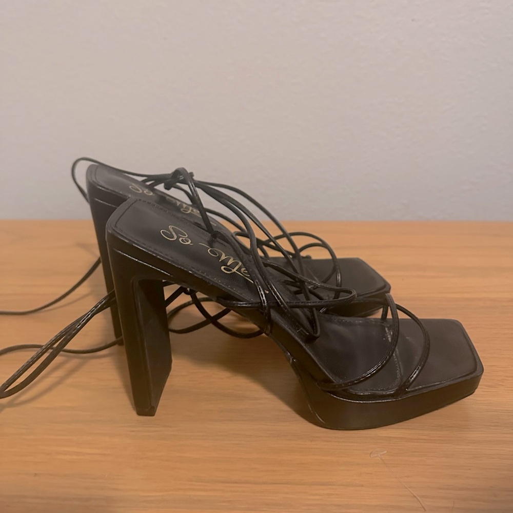 Black lace up  tall heels